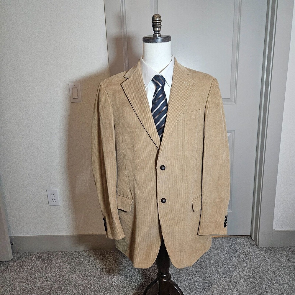 Dockers Corduroy Mens Suit Blazer Sport Coat 42L 2-Button Cotton Yellow-Brown